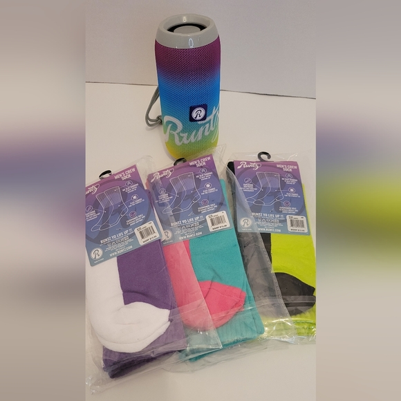 Runtz Men's Crew Socks 3 Pair One Size and Runtz Multi-Color Bluetooth Speaker - Picture 2 of 9